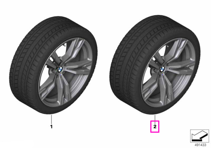 Roata completa de iarna - BMW M Double Spoke 798M cu anvelopa Continental Winter Contact TS830P * (BMW) - 255/40R18 99V XL - Fara Runflat - BMW Z4 G29​