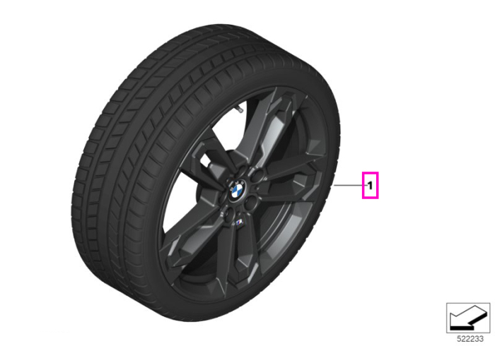 Roata completa de iarna - M Performance Double Spoke 871M - Pirelli P Zero Winter - 245/45R19 102H - TPMS / RDCi - BMW X1 U11, X2 U10