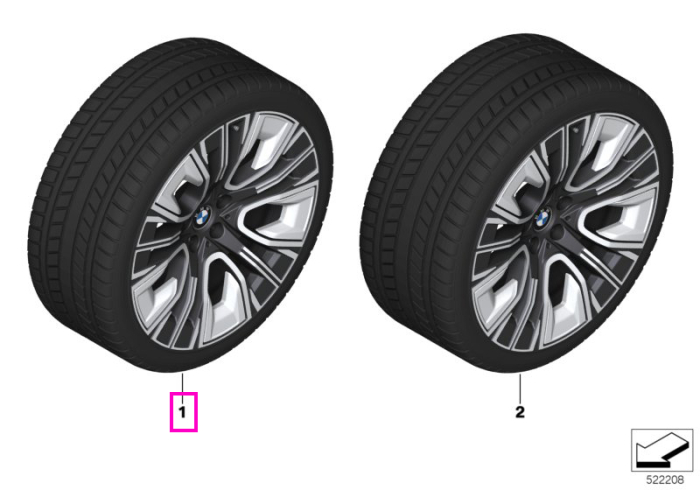 Roata completa de iarna - Aerodinamic Wheel 906 - Pirelli P Zero Winter 2 - 9Jx20 ET:24 - 255/45R20 105V - TPMS/RDCi - BMW Seria 7 G70, X3 G45 - Punte Fata