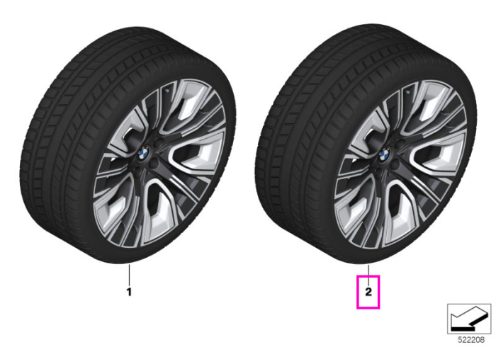 Roata completa de iarna - Aerodinamic Wheel 906 - Pirelli P Zero Winter 2 - 10,5Jx20 ET:44 - 285/40R20 108V - TPMS/RDCi - BMW Seria 7 G70, X3 G45 - Punte Spate