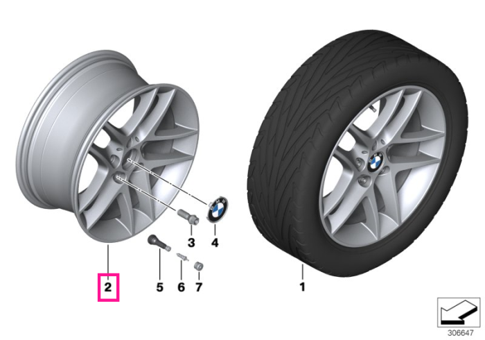  Janta aliaj usor - Double Spoke 496 - Argintiu (Bright Turned Silver) - 7,5Jx18 ET:49 - BMW Seria 1 E81 E82 E87 E88