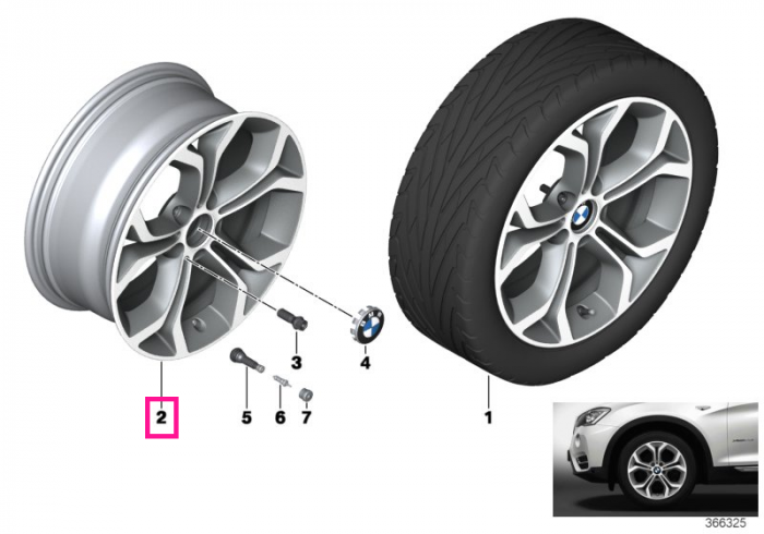 Janta din aliaj usor - Y-Spoke 607 - Bicolor Gri (FerricGrey/Bright Turned) - 8Jx18 ET:43 - BMW X3 F25, X4 F26