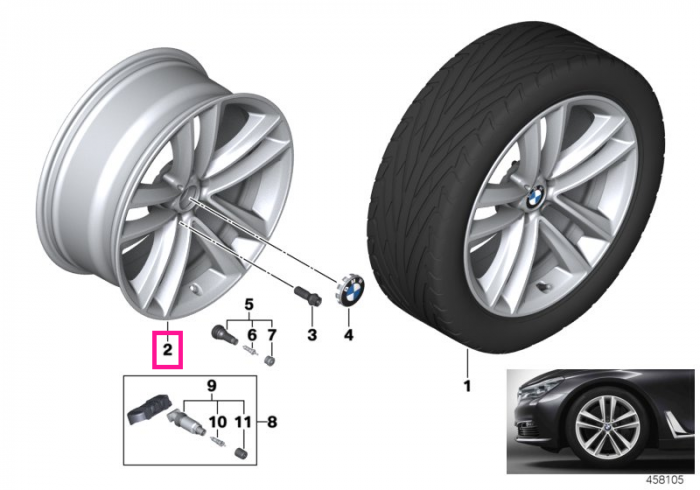  Janta aliaj usor - Double Spoke 630 - Argintiu (ReflexSilver) - 8,5JX19 ET:25 - BMW Seria 6 G32 GT, Seria 7 G11 G12