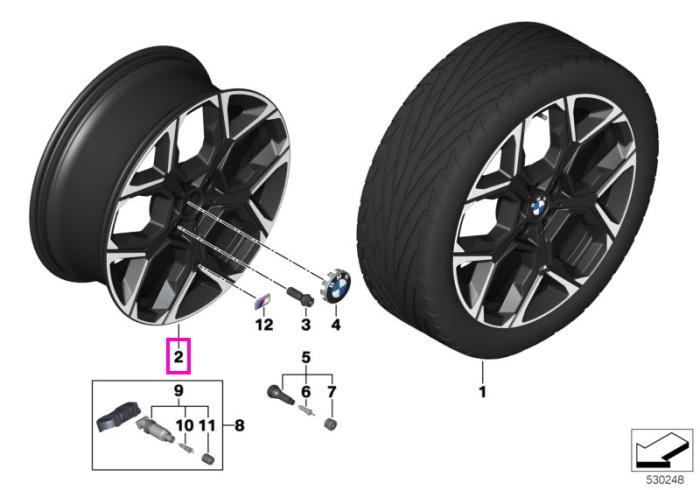  Janta aliaj usor - M Performance Y-Spoke 872M - Bicolor Negru/Argintiu (Jet Black Matt / Bright Turned) - 8Jx20 ET:46 - BMW X1 U11