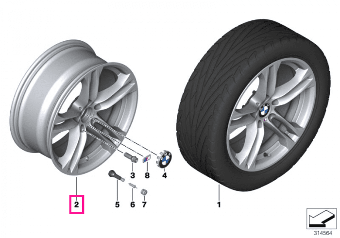  Janta aliaj usor - M Performance Double Spoke 613M - Argintiu (Silver) - 8Jx18 ET:30 - BMW Seria 5 F10 F11, Seria 6 F06 F12 F13