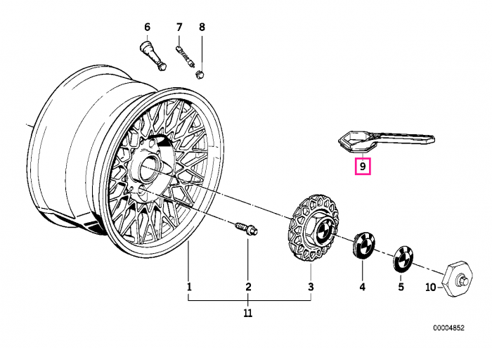 Cheie capac ornamental janta, SW80 - BMW Seria 3 E30, Seria 5 E28 E34, Seria 6 E24, Seria 7 E23 E32, X5 E53, Z1 E30