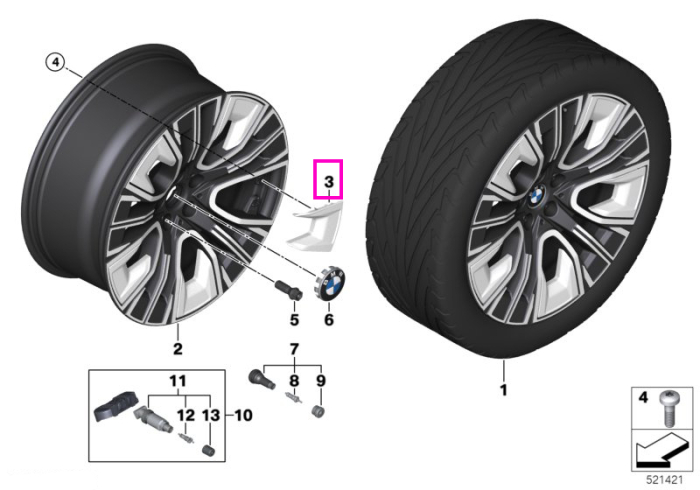 Insertie janta BMW Aerodynamic Wheel 906, 20'' - BMW Seria 7 G70, X3 G45