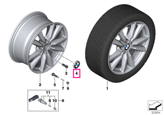 Capac ornamental butuc, janta aliaj usor, emblema BMW, inel albastru - BMW Seria 3 F30 LCI, X5 F15