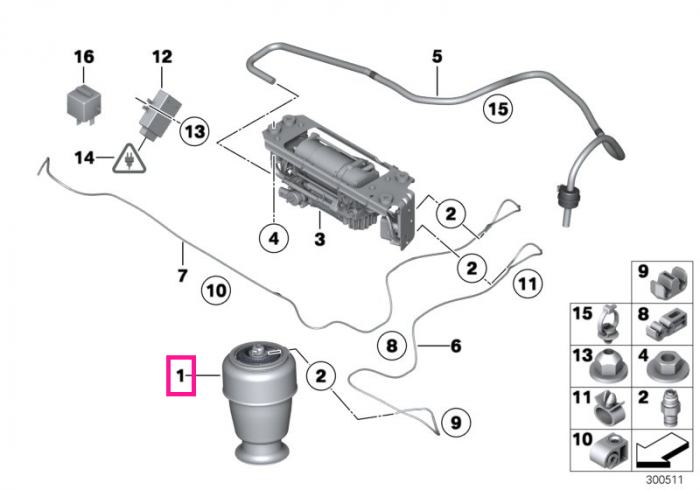 Arc pneumatic directie, punte spate - BMW Seria 5 F07 F11