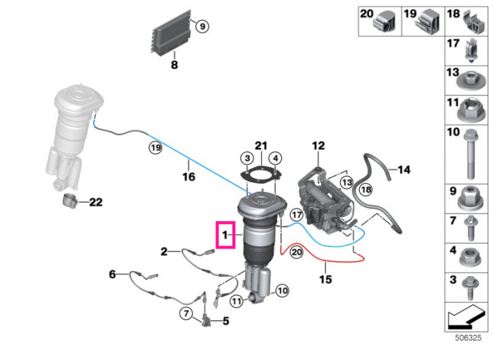 Amortizor pneumatic, punte spate, stanga - BMW Seria 5 G31