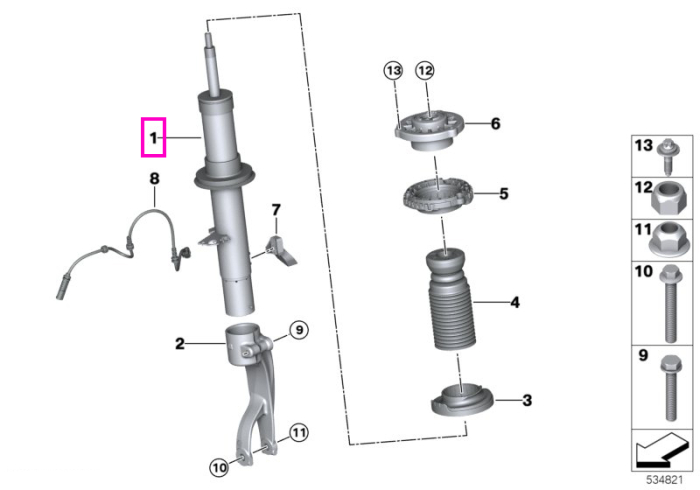 Amortizor cu arc, punte fata, stanga, VDC (Variable Damper Control) - BMW X5 M F95, X6 M F96