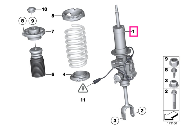 Amortizor suspensie, punte fata, stanga - BMW Seria 5 F11