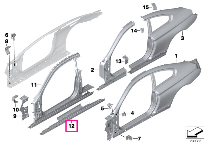 Prag interior, stanga - BMW Seria 6 F13