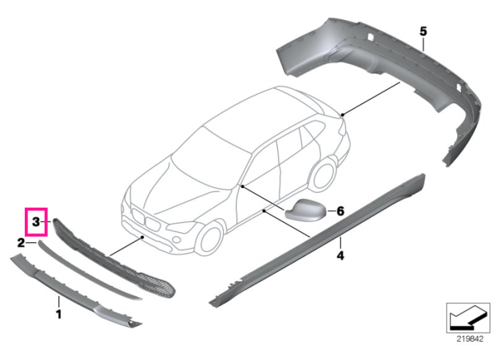 Grila deschisa inferioara, bara fata, centru, X-LINE - BMW X1 E84 