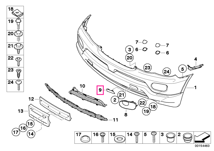 Ornament/Capac carlig remorcare, bara fata, stanga - BMW X5 E53