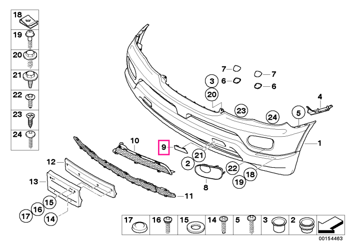  Ornament/Capac carlig remorcare, bara fata, dreapta - BMW X5 E53	