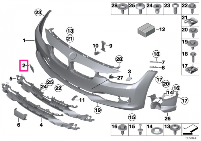 Oranament/Capac carlig remorcare, primerizat - BMW Seria 3 F30 F31