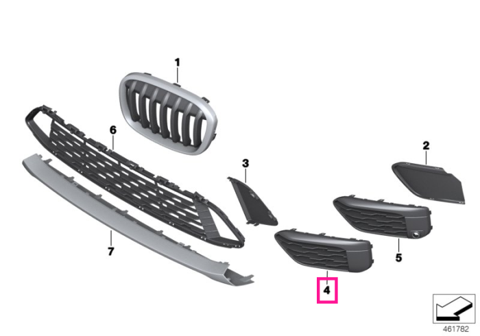 Grila ornamentala deschisa, X-Line, stanga - BMW X1 F48, X1L F49