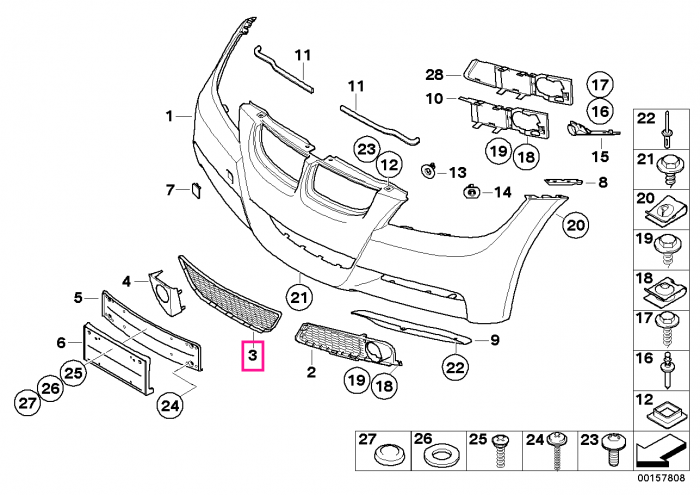 Grila centrala, spoiler fata - BMW Seria 3 E90 E91