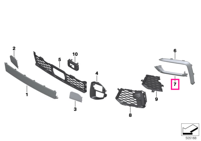 Ornament proiector stanga, M - BMW X6 G06