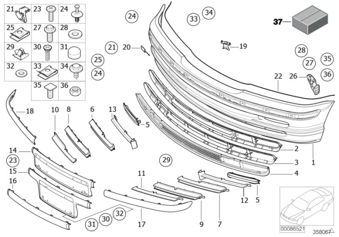 Grila partial deschisa spoiler fata, stanga - BMW Seria 3 E46