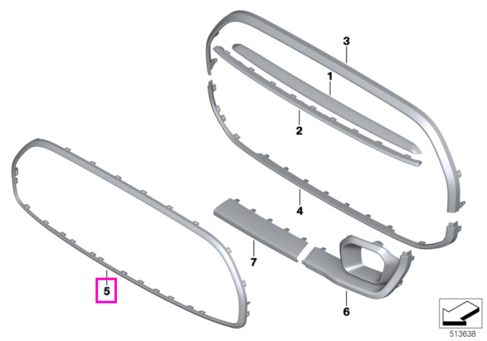 Cadru grila ornamentala centrala - Mini Cabrio F57, F55, F56 