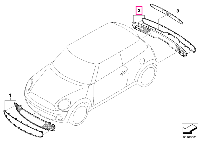 Grila bara spate - Mini Cabrio R57, R56