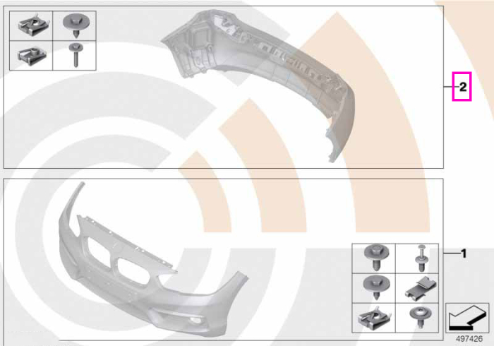 Set elemente montaj bara protectie spate, Kit Value-Line - BMW Seria 3 G20 G21 G28