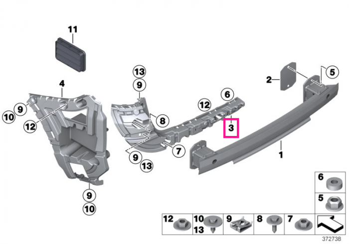  Suport/Tampon bara protectie spate, mijloc dreapta - BMW X4 F26	