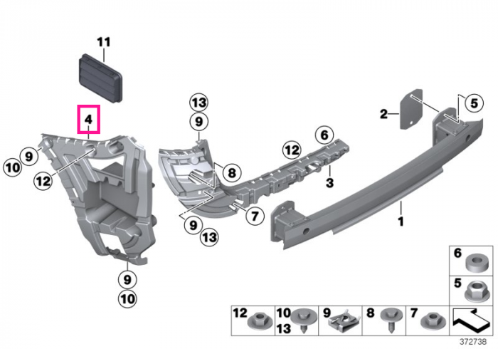  Suport/Tampon bara protectie spate, dreapta - BMW X4 F26