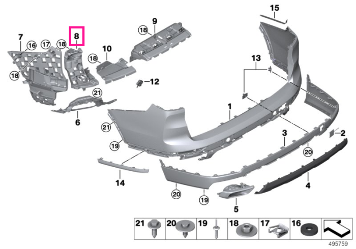 Suport/Tampon stanga bara spate - BMW X7 G07