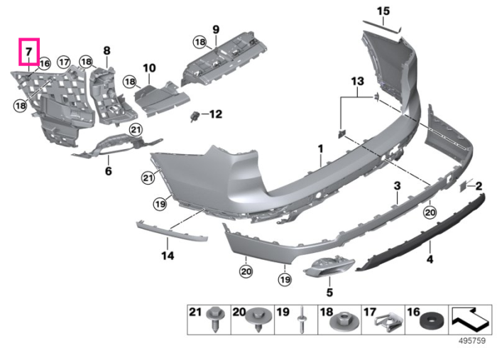 Suport stanga, bara de protectie spate - BMW X7 G07