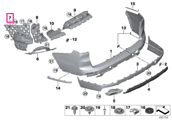  Suport dreapta, bara de protectie spate - BMW X7 G07	