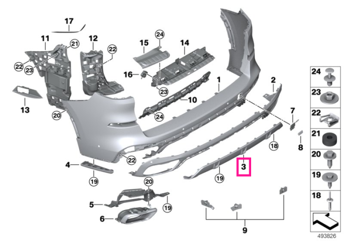 Ornament protectie inferior, bara spate, primerizat, M - BMW X5 G05