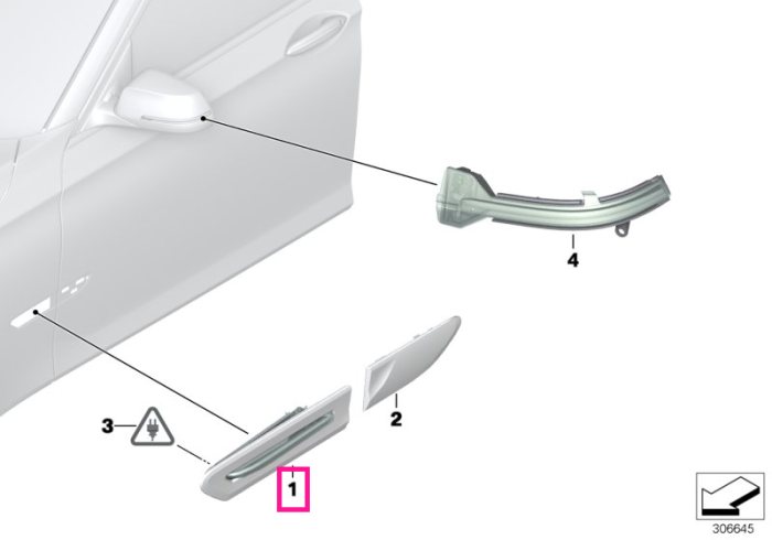 Lampa semnalizare, pe aripa stanga - BMW Seria 7 F01 F02 LCI - cu asistenta parcare