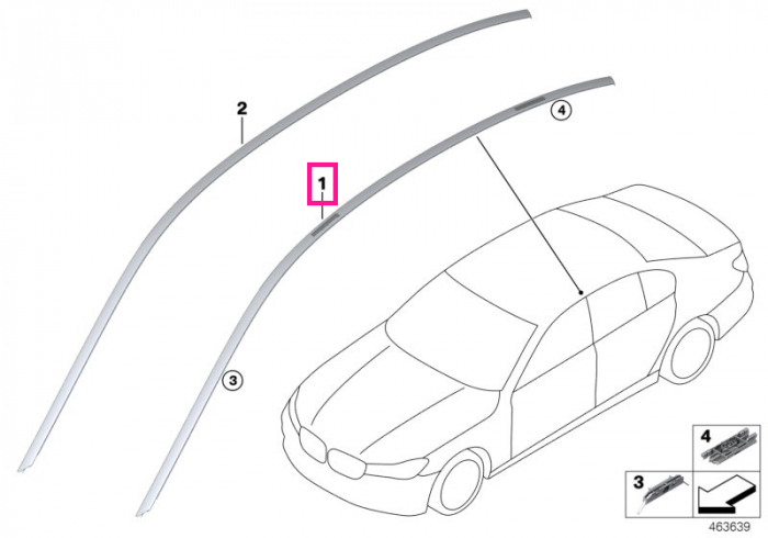 Roof moulding prime-coated left 