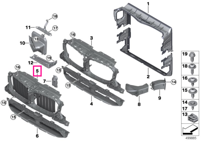 Clapete aer, bara fata, superioare, Basis - BMW X3 G01, X4 G02