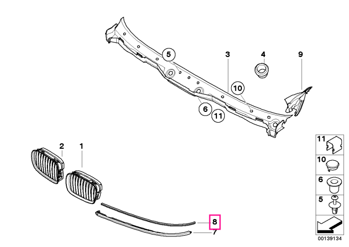 Cheder/Ornament inferior far - BMW Seria 5 E39