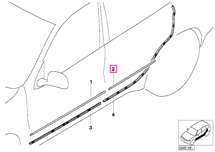 Ornament usa spate, stanga - BMW X5 E53