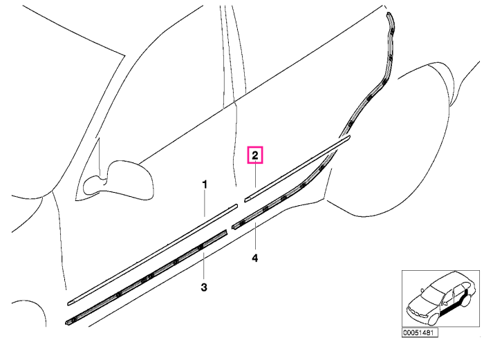 Ornament usa spate, dreapta - BMW X5 E53