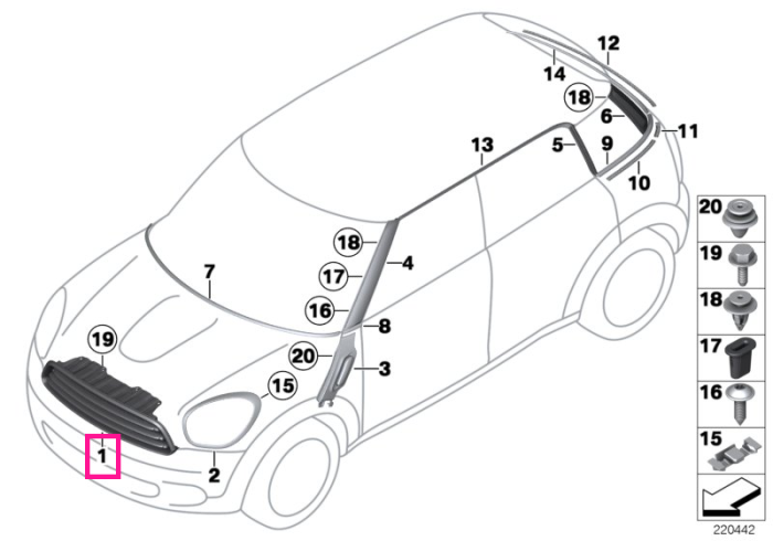 Grila fata, Cooper - Mini Countryman R60