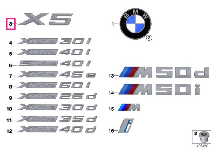 Emblema "X5" - BMW X5 G05