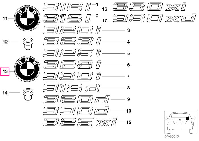 Emblema BMW - BMW Seria 3 E46 - BMW Motorrad K43 (K 1200 R, Sport, K 1300 R)