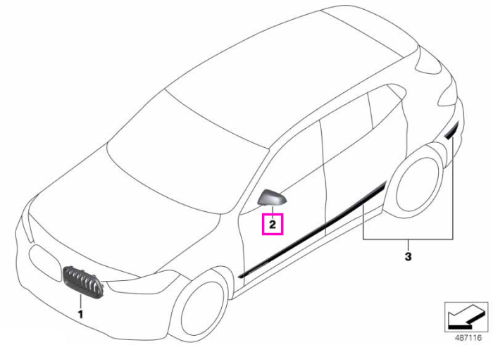 Carcasa oglinda exterioara stanga, Carbon, "M Performance" - BMW Seria 2 F44, X2 F39, Z4 G29
