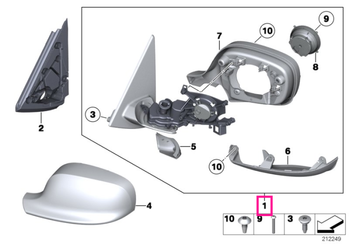 Oglinda laterala exterioara incalzita, cu memory bus, stanga - BMW X1 E84 - RHD (volan dreapta)