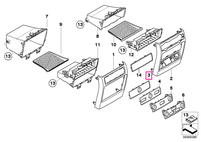 Ornament bricheta, consola centrala, spate - BMW X5 E70, X6 E71 E72