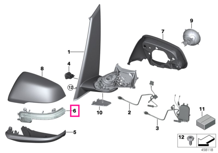 Lampa semnalizare aditionala, pe oglinda laterala, stanga - BMW Seria 2 F45 F46, X1 F48 F49 