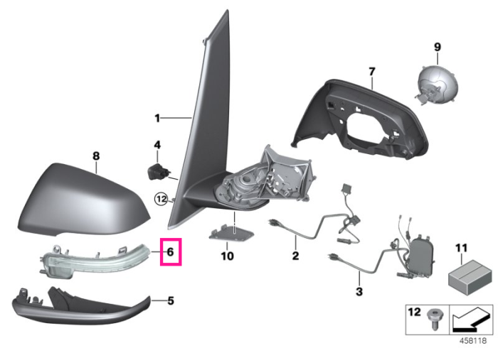  Lampa semnalizare aditionala, pe oglinda laterala, dreapta - BMW Seria 2 F45 F46, X1 F48 F49