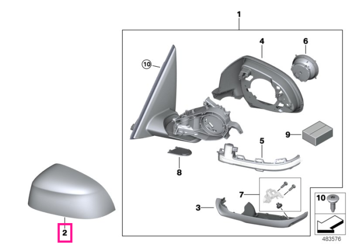 Capac oglinda laterala stanga, primerizat - BMW iX3 G08, X3 G01 G08, X4 G02, X5 G05, X6 G06 X7 G07