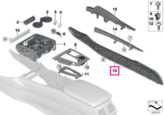 Ornament/Panou consola centrala, stanga, Bej (CanberraBeige) - BMW X5 F15, X6 F16